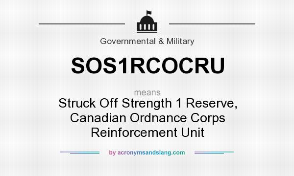 What does SOS1RCOCRU mean? It stands for Struck Off Strength 1 Reserve, Canadian Ordnance Corps Reinforcement Unit