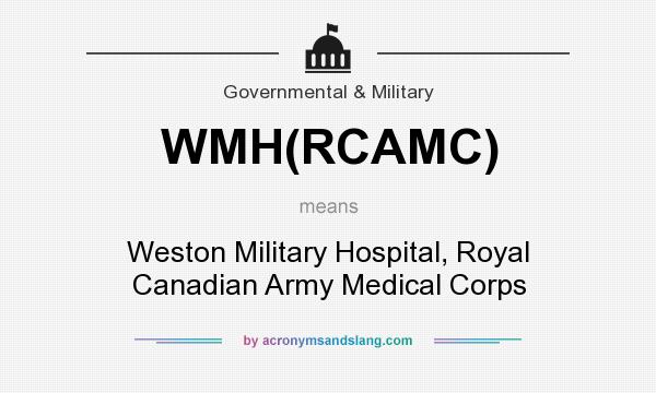 What does WMH(RCAMC) mean? It stands for Weston Military Hospital, Royal Canadian Army Medical Corps
