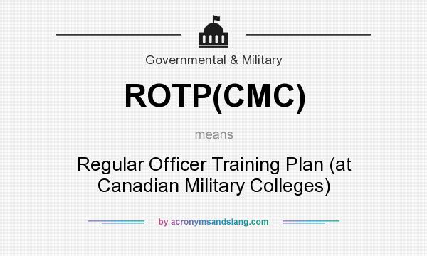 What does ROTP(CMC) mean? It stands for Regular Officer Training Plan (at Canadian Military Colleges)