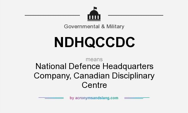 What does NDHQCCDC mean? It stands for National Defence Headquarters Company, Canadian Disciplinary Centre