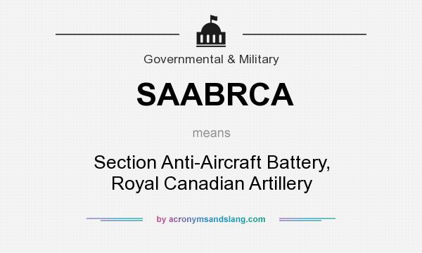 What does SAABRCA mean? It stands for Section Anti-Aircraft Battery, Royal Canadian Artillery