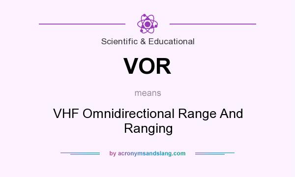 What does VOR mean? It stands for VHF Omnidirectional Range And Ranging