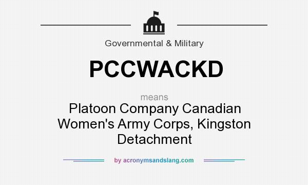 What does PCCWACKD mean? It stands for Platoon Company Canadian Women`s Army Corps, Kingston Detachment