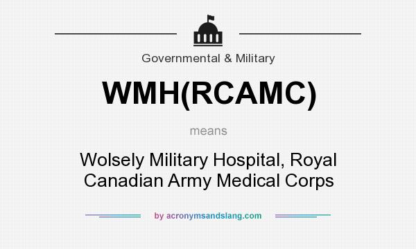 What does WMH(RCAMC) mean? It stands for Wolsely Military Hospital, Royal Canadian Army Medical Corps