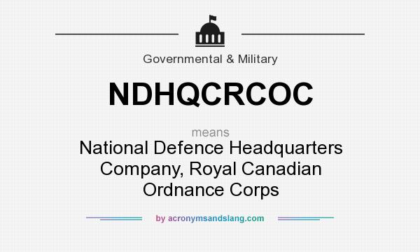 What does NDHQCRCOC mean? It stands for National Defence Headquarters Company, Royal Canadian Ordnance Corps