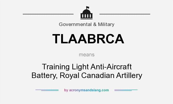 What does TLAABRCA mean? It stands for Training Light Anti-Aircraft Battery, Royal Canadian Artillery