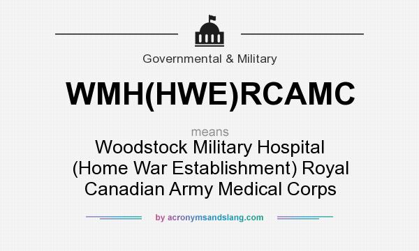 What does WMH(HWE)RCAMC mean? It stands for Woodstock Military Hospital (Home War Establishment) Royal Canadian Army Medical Corps