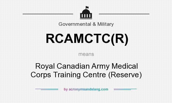 What does RCAMCTC(R) mean? It stands for Royal Canadian Army Medical Corps Training Centre (Reserve)