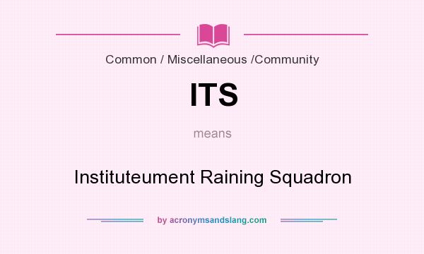 What does ITS mean? It stands for Instituteument Raining Squadron