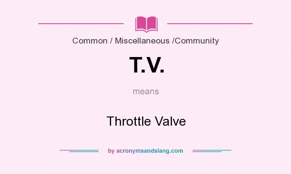 What does T.V. mean? It stands for Throttle Valve