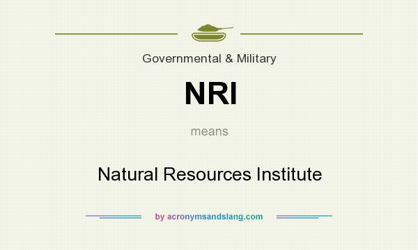What does NRI mean? It stands for Natural Resources Institute