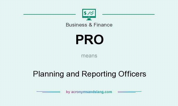What does PRO mean? It stands for Planning and Reporting Officers