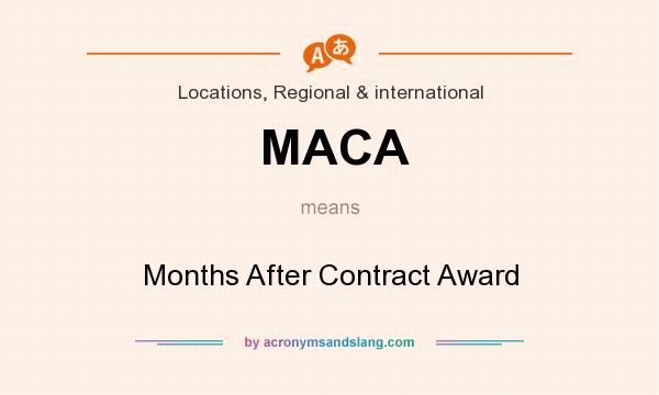What does MACA mean? It stands for Months After Contract Award