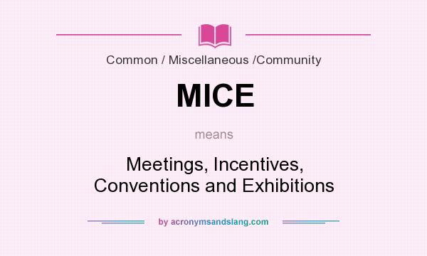What does MICE mean? It stands for Meetings, Incentives, Conventions and Exhibitions