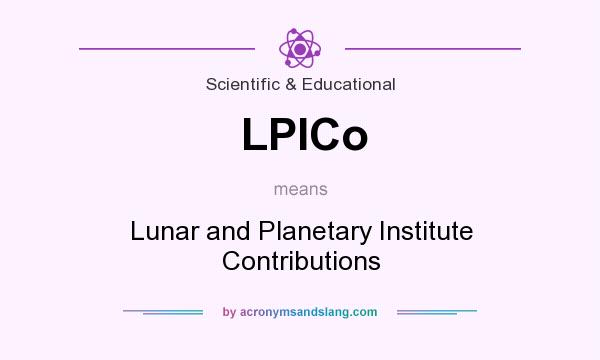 What does LPICo mean? It stands for Lunar and Planetary Institute Contributions