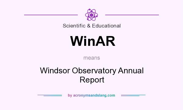 What does WinAR mean? It stands for Windsor Observatory Annual Report