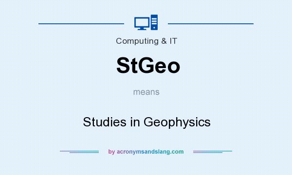 What does StGeo mean? It stands for Studies in Geophysics