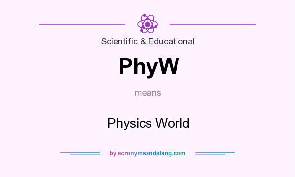 What does PhyW mean? It stands for Physics World