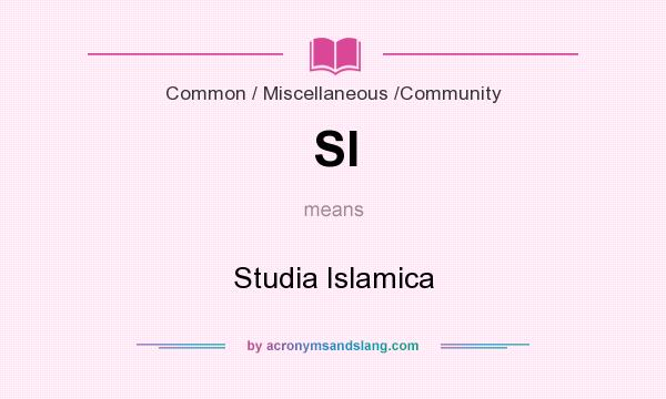 What does SI mean? It stands for Studia Islamica