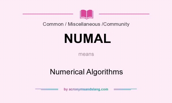 What does NUMAL mean? It stands for Numerical Algorithms