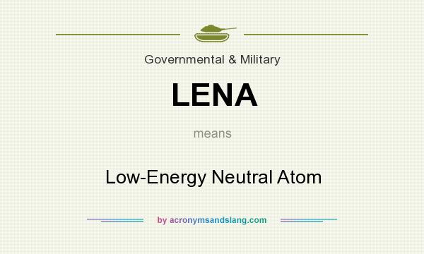 What does LENA mean? It stands for Low-Energy Neutral Atom