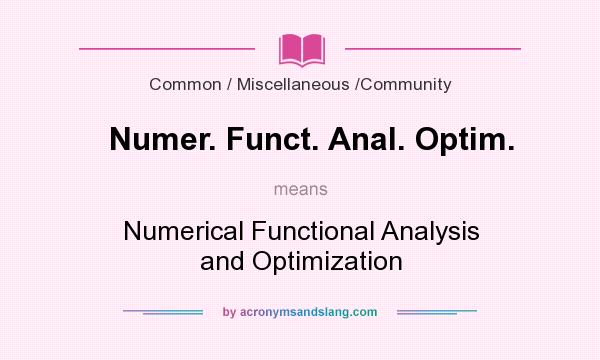 What does Numer. Funct. Anal. Optim. mean? It stands for Numerical Functional Analysis and Optimization