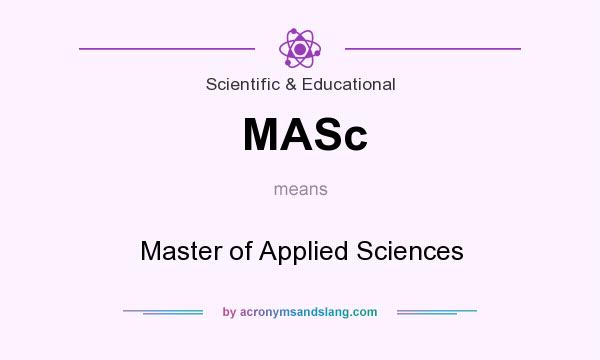 What does MASc mean? It stands for Master of Applied Sciences