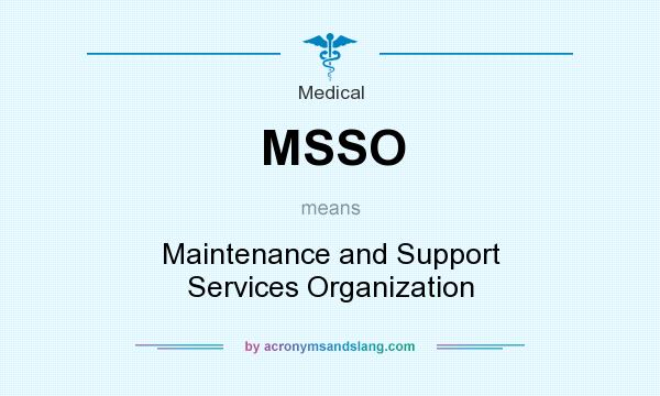 What does MSSO mean? It stands for Maintenance and Support Services Organization