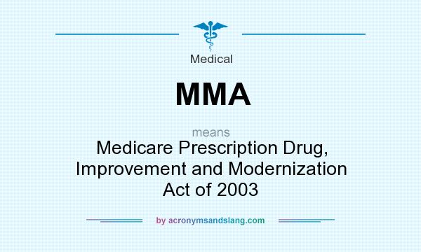 What does MMA mean? It stands for Medicare Prescription Drug, Improvement and Modernization Act of 2003