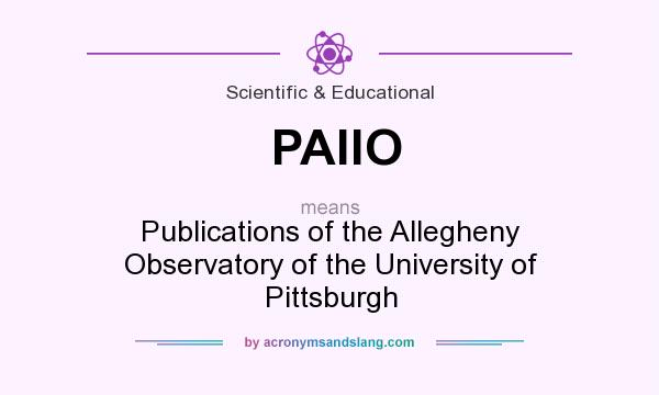 What does PAllO mean? It stands for Publications of the Allegheny Observatory of the University of Pittsburgh