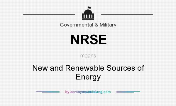 What does NRSE mean? It stands for New and Renewable Sources of Energy