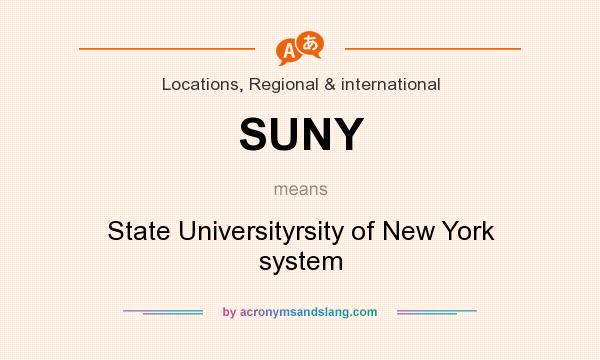 What does SUNY mean? It stands for State Universityrsity of New York system