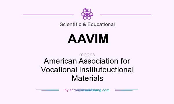 What does AAVIM mean? It stands for American Association for Vocational Instituteuctional Materials