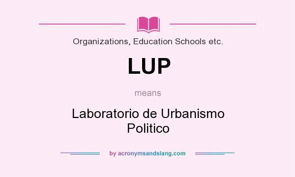 What does LUP mean? It stands for Laboratorio de Urbanismo Politico
