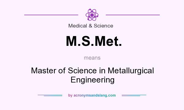 What does M.S.Met. mean? It stands for Master of Science in Metallurgical Engineering