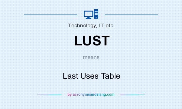 What does LUST mean? It stands for Last Uses Table