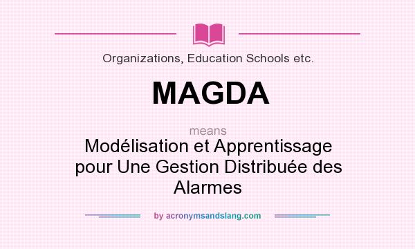 What does MAGDA mean? It stands for Modélisation et Apprentissage pour Une Gestion Distribuée des Alarmes