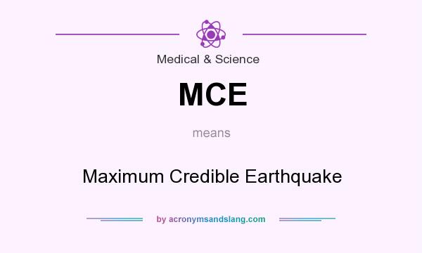 What does MCE mean? It stands for Maximum Credible Earthquake