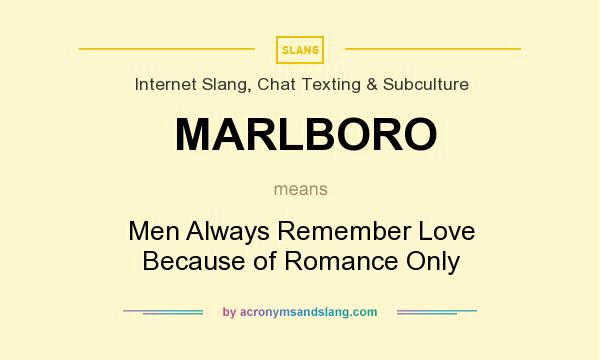 What does MARLBORO mean? It stands for Men Always Remember Love Because of Romance Only
