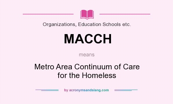What does MACCH mean? It stands for Metro Area Continuum of Care for the Homeless