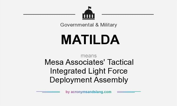 What does MATILDA mean? It stands for Mesa Associates` Tactical Integrated Light Force Deployment Assembly