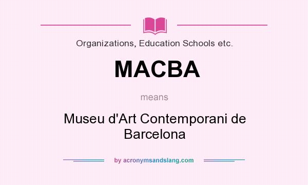 What does MACBA mean? It stands for Museu d`Art Contemporani de Barcelona