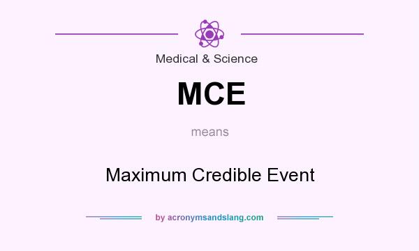 What does MCE mean? It stands for Maximum Credible Event