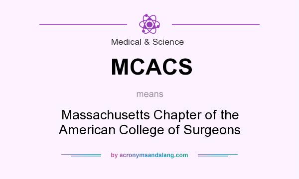 What does MCACS mean? It stands for Massachusetts Chapter of the American College of Surgeons