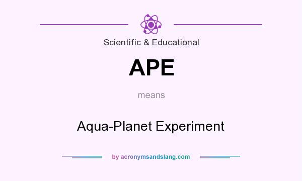 What does APE mean? It stands for Aqua-Planet Experiment