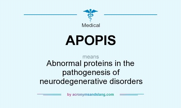 What does APOPIS mean? It stands for Abnormal proteins in the pathogenesis of neurodegenerative disorders