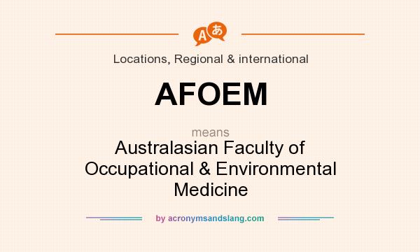 What does AFOEM mean? It stands for Australasian Faculty of Occupational & Environmental Medicine