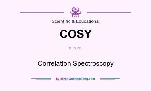 What does COSY mean? It stands for Correlation Spectroscopy