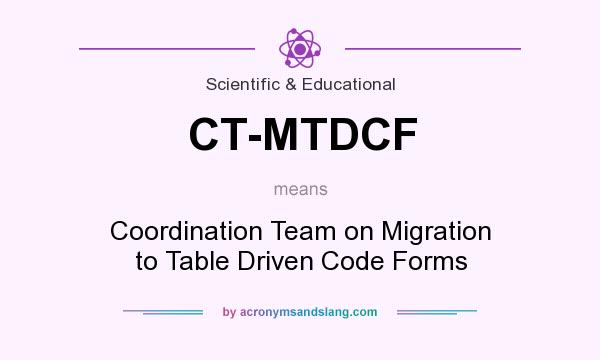 What does CT-MTDCF mean? It stands for Coordination Team on Migration to Table Driven Code Forms