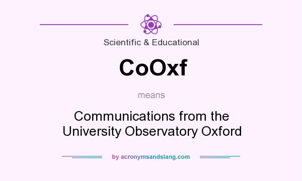 What does CoOxf mean? It stands for Communications from the University Observatory Oxford